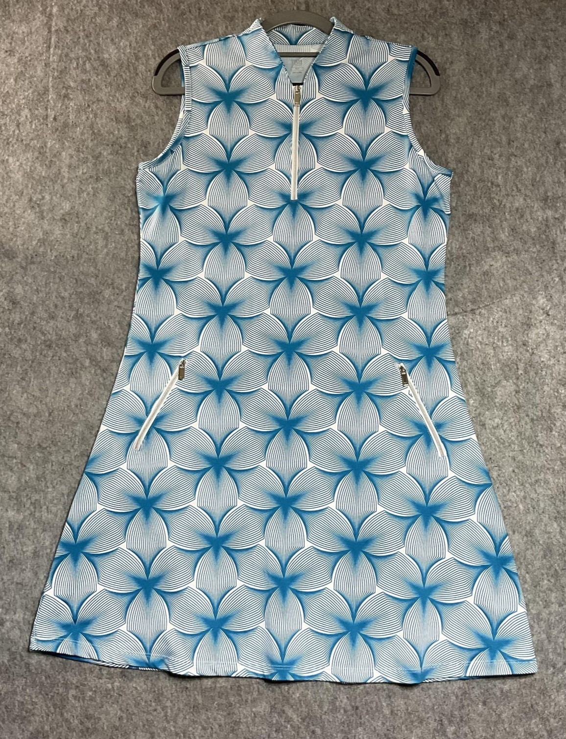 Tail Dress Womens Medium Blue Geometric Pockets Sleeveless Golf Tennis Active *