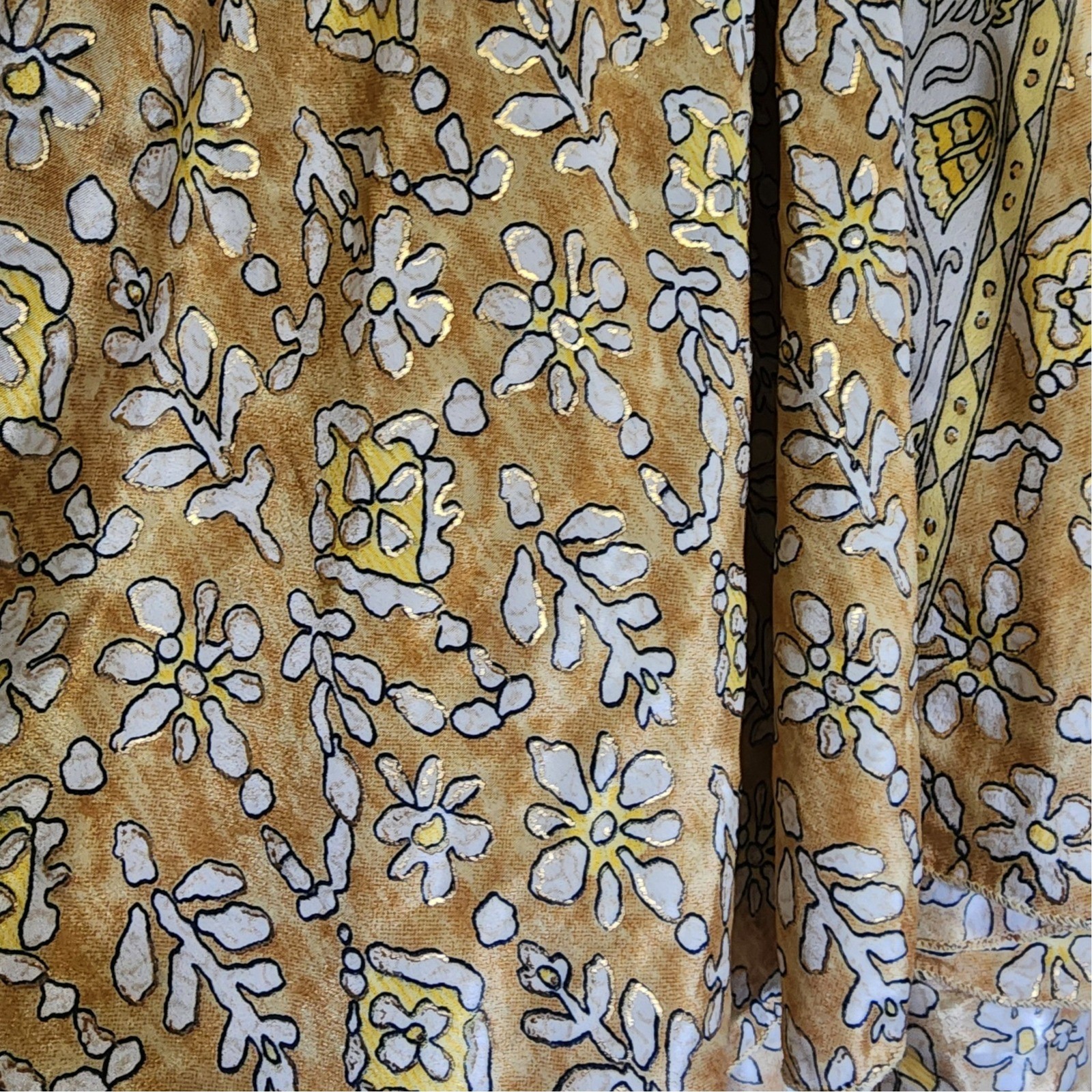 Short Yellow Gold Floral Halter Sun Dress Boho Tassel One Size