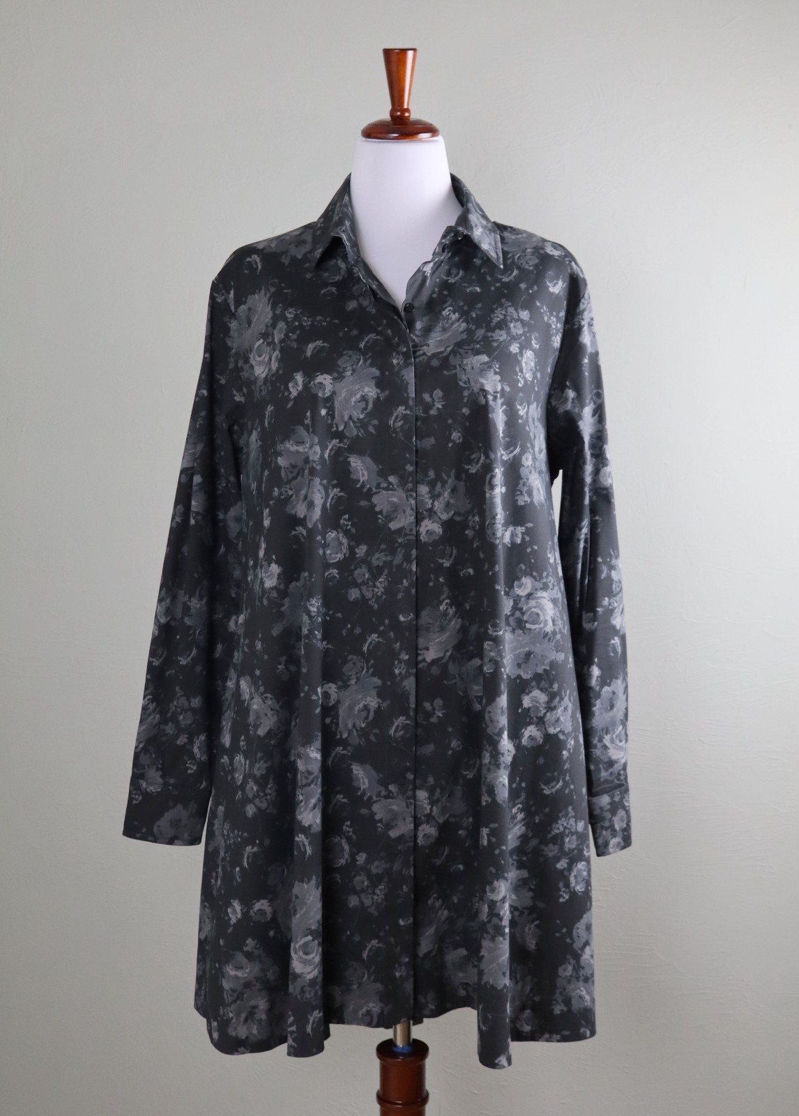 COMFY USA Brand $138 Floral Rose Mini Tunic Zip Back Tented Shirt Dress Size XL