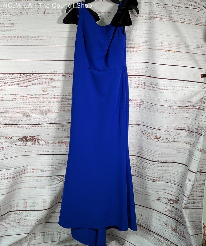 NWT Alberto Makali Royal Blue Maxi Dress with bows at shoulders Size 2