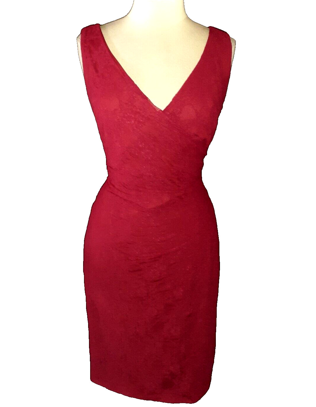 AMERICAN LIVING Size 12 Sheath Dress Red Floral Lace Sleeveless Knee Length