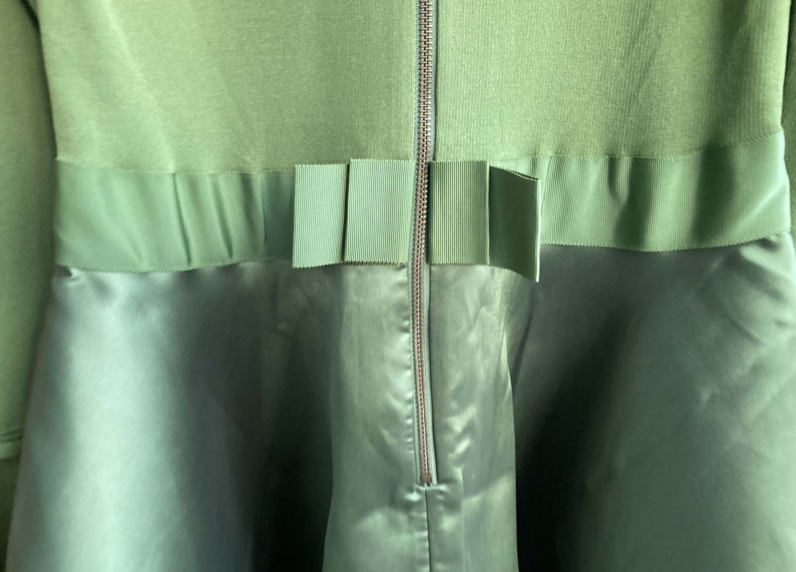 Ted Baker Zadi Knitted Frill Full Skirt Dress Sz 5 /US 12 Dark Green NWT