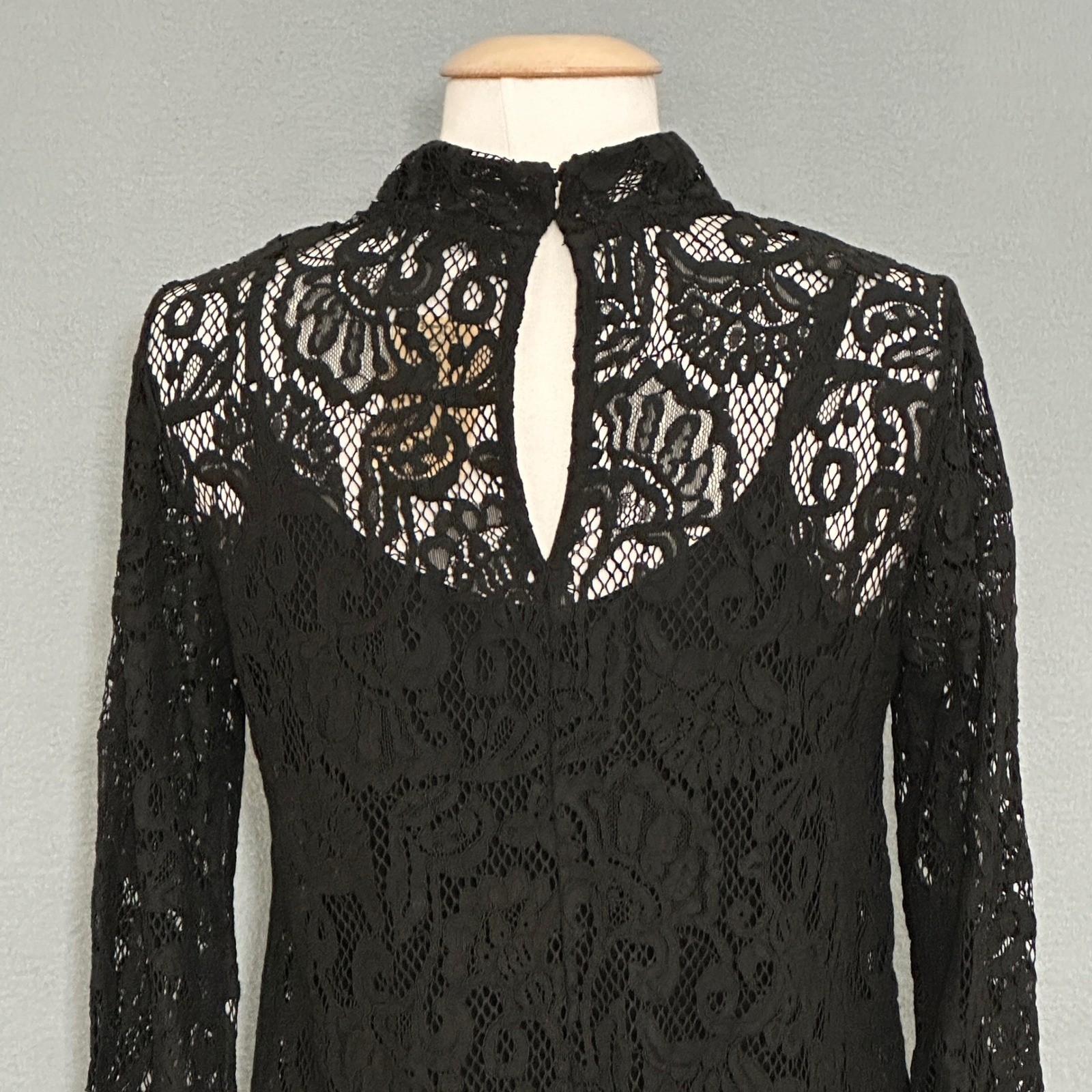 Gothic Dark Romantic Womens Dress S Black Crochet Lace Cocktail Whimsigoth LBD