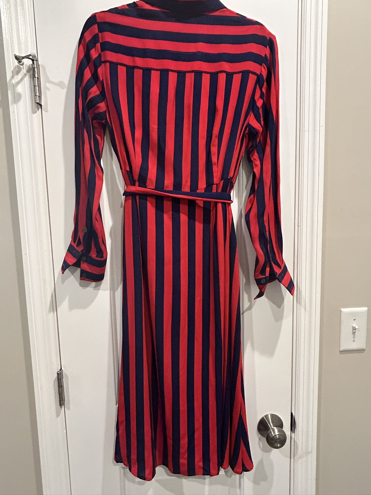 Boden Kate Long Sleeve Button Up Stripped Dress Navy Red Size 10P