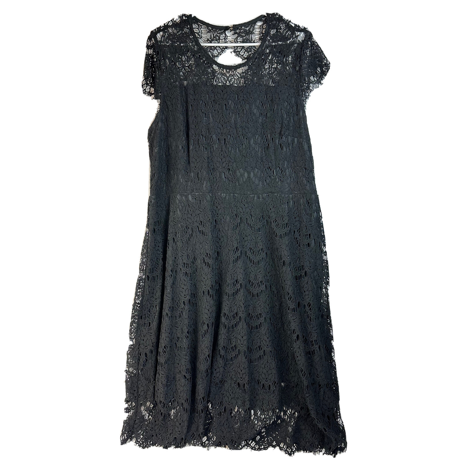 Lane Bryant Dress Black Solid Lace Size 20 Modest Classic Romantic Goth