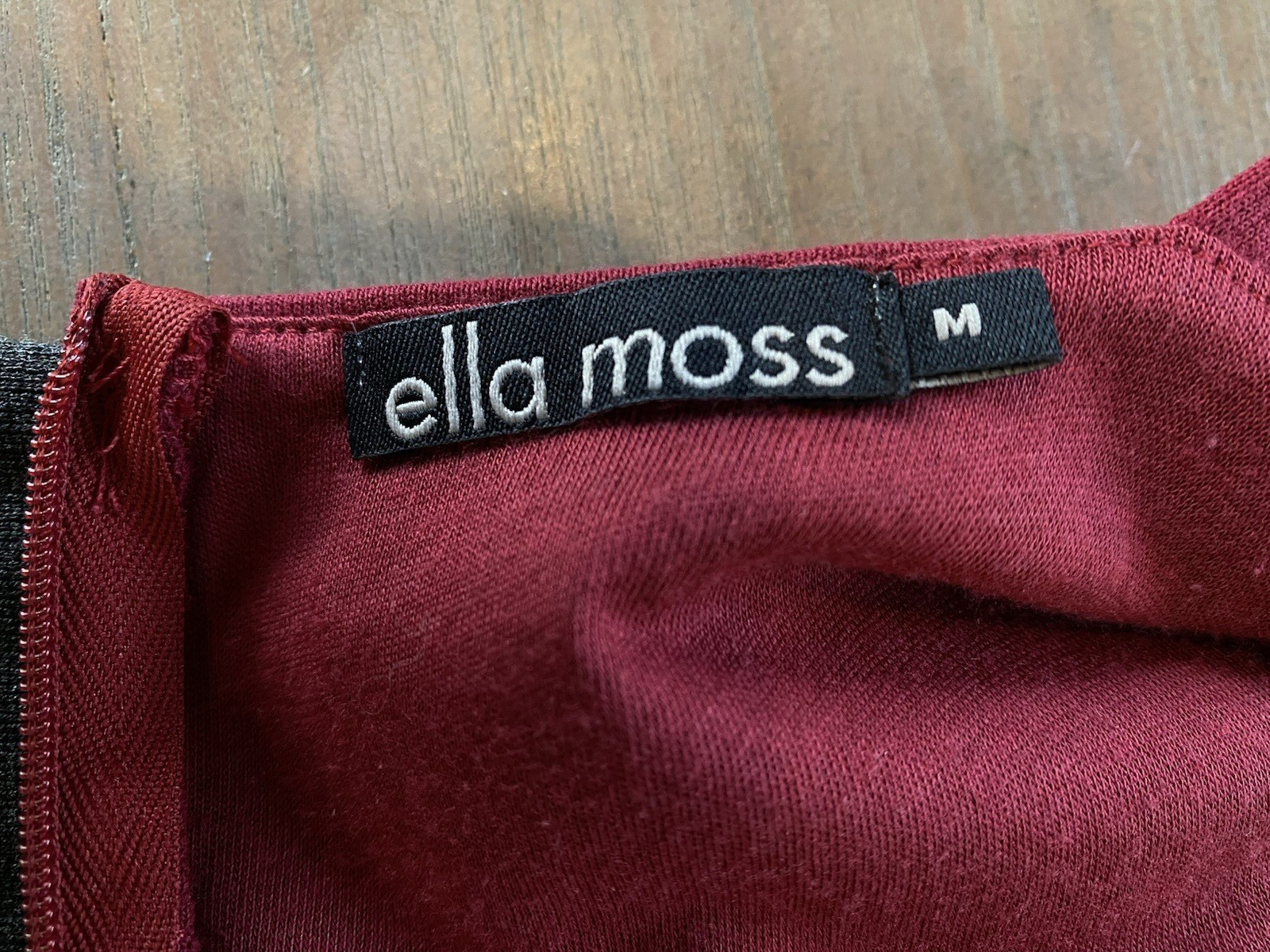Ella Moss Dress Size Medium Burgundy & Gray Colorblock Front Twist Ruffle Detail