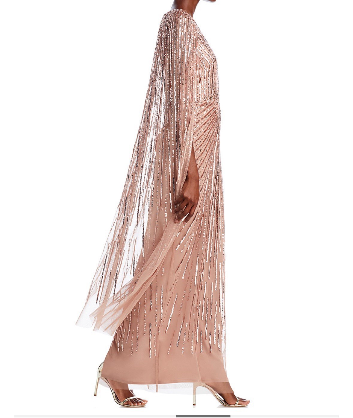 Adrianna Papell Beaded Cape Gown Size 4