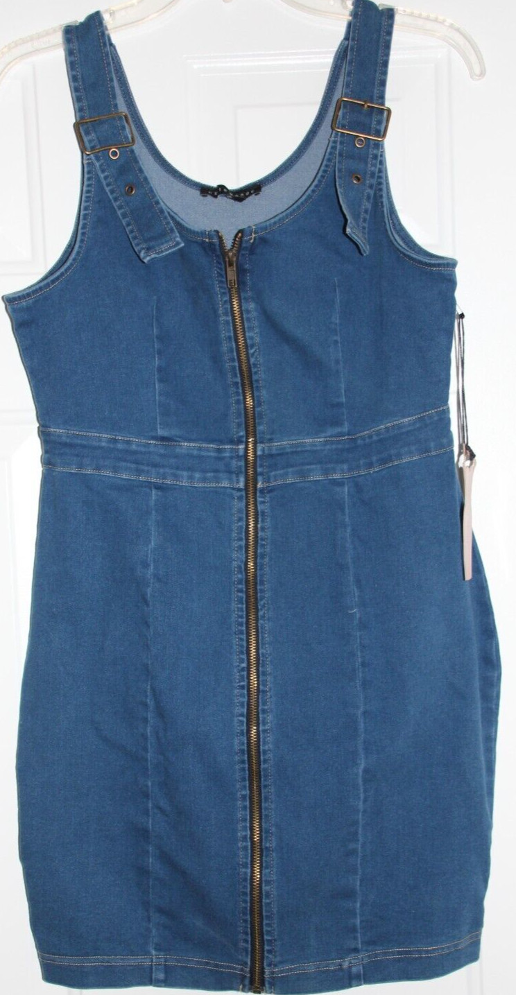 Haute Monde Large Jean Denim Dress Blue Stretch Zipper Buckle Bodycon