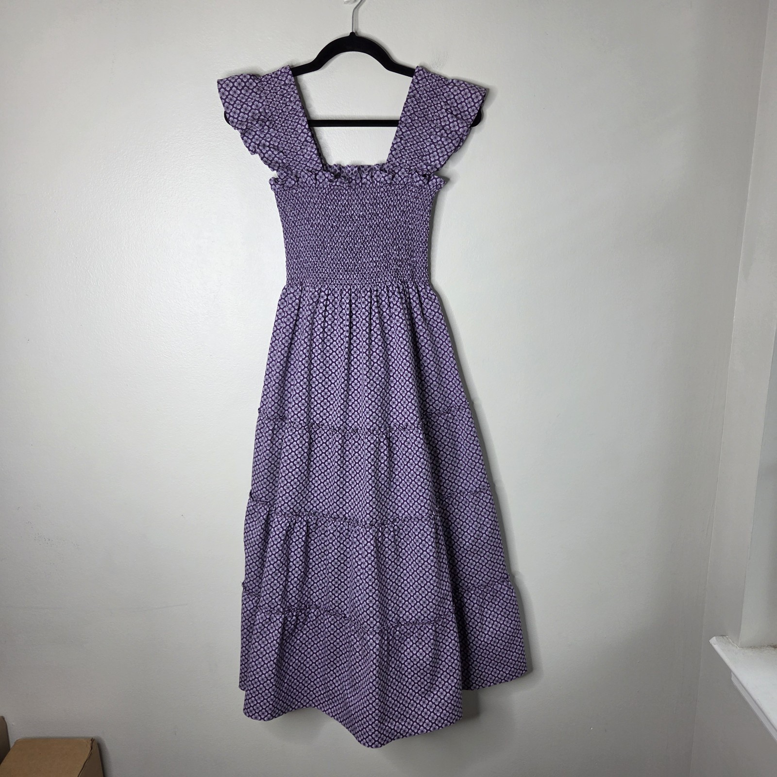 Hill House XS The Ellie Nap Dress In Purple Flower Jaquard Print Maxi Dress