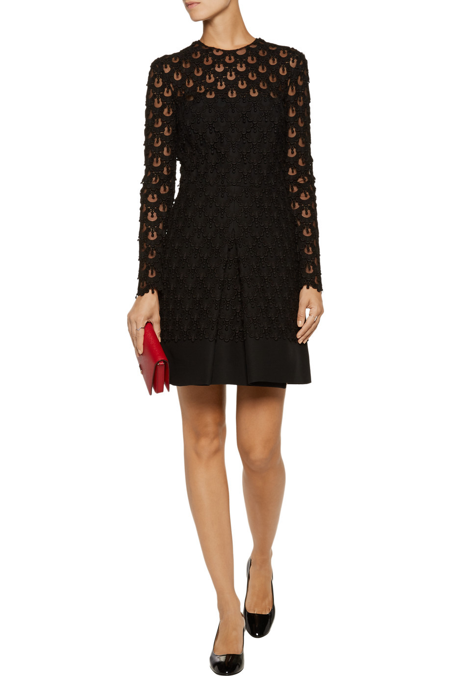 NWT orig $8,240 Auth Valentino black mini lace A-line dress size IT 40 fits US 4