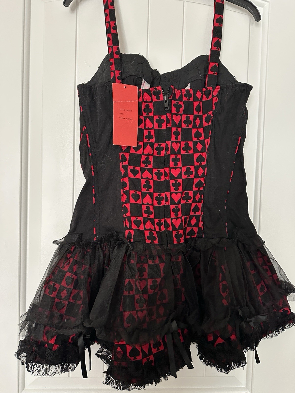 TRIPP NYC Daang Goodman Corset Tutu Pleated Gothic Blk/Red Card Suits Dress Sz L