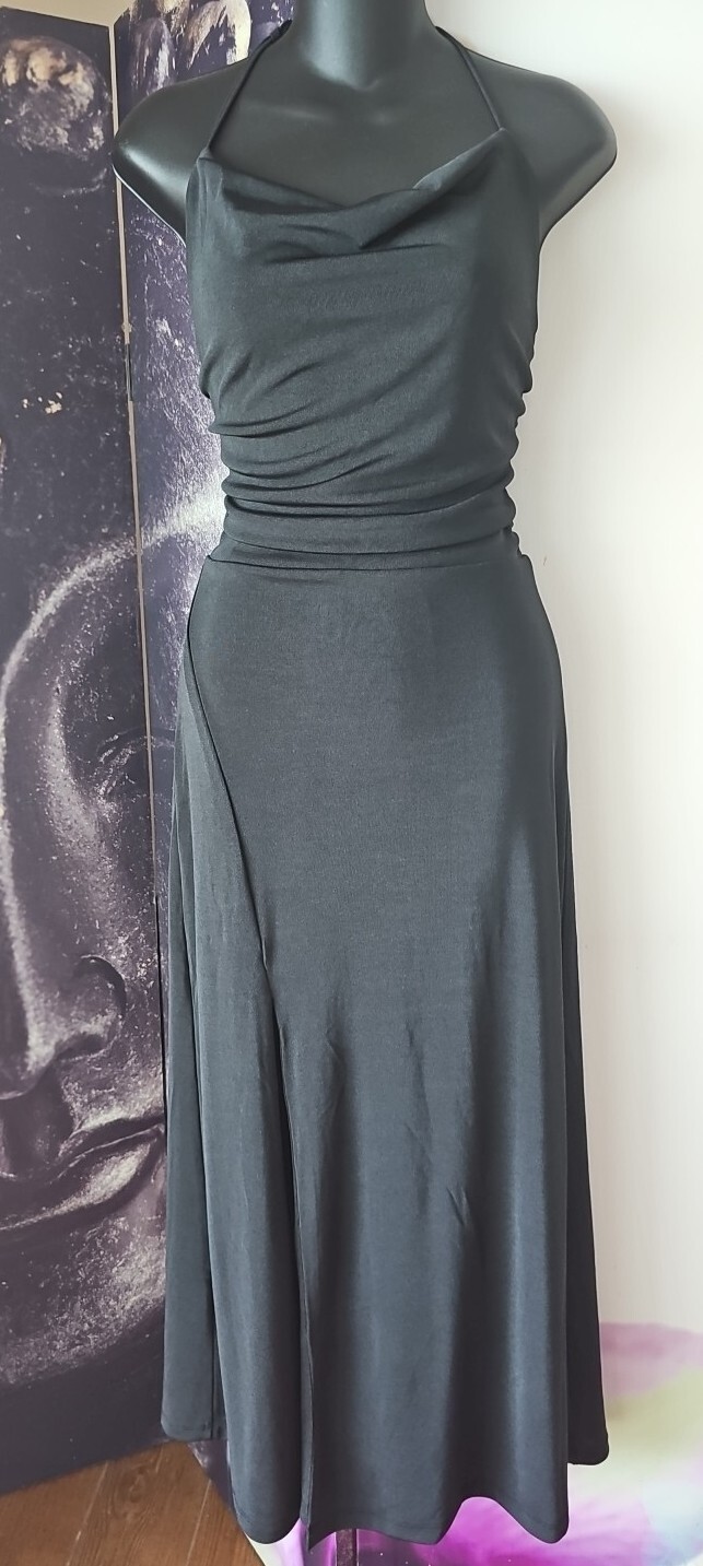 Jason Wu Womens Open Back Sleeveless Cowl Neck Front Slit Dress Black Size M