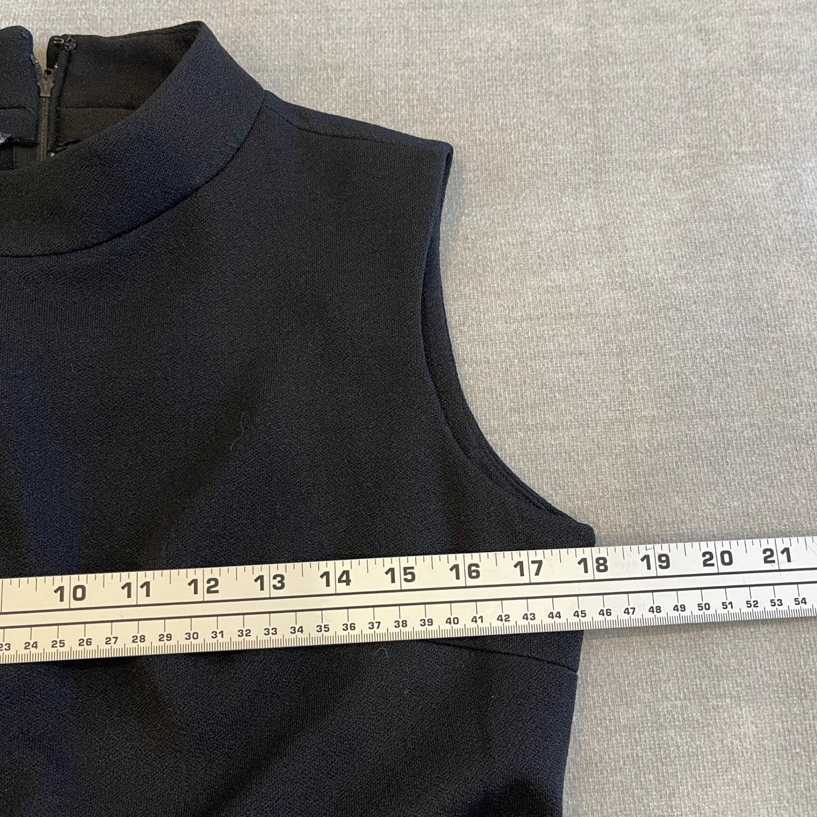 Vintage 1960s Bleeker Street Black Mock Neck Belted Shift Dress Dacron 12