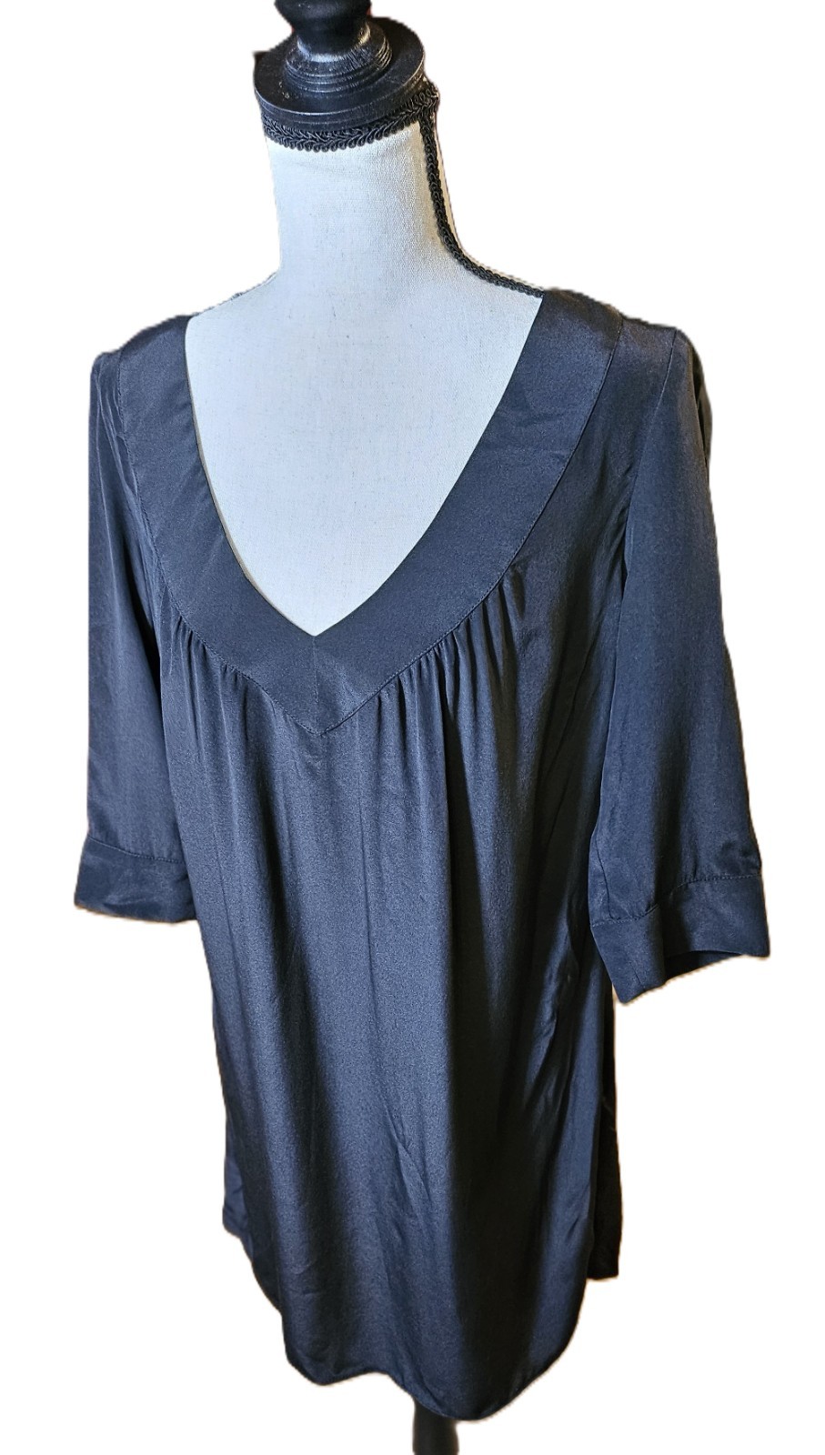 Rory Becca 100% Silk Little Black Mini Dress/Tunic SZ S Classic,Minimalist