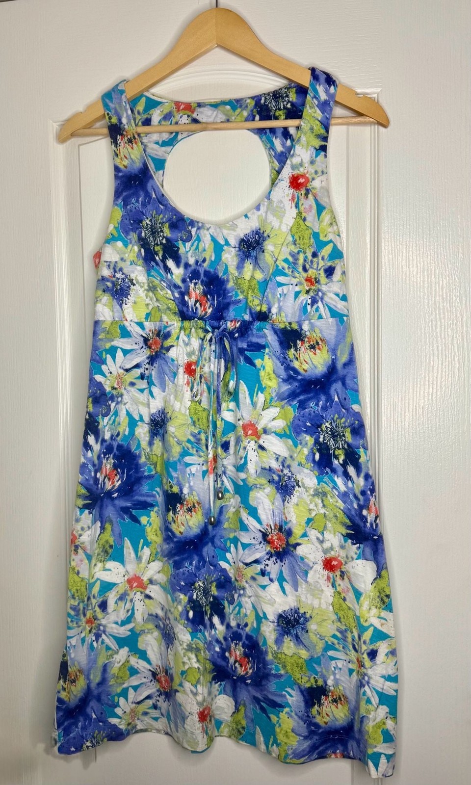 Tommy Bahama Women’s Blue Floral Sleeveless Dress with Drawstring Waist