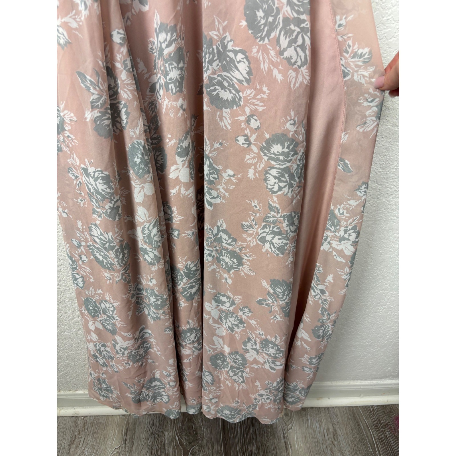 Lovers + Friends Pink Floral Cold Shoulder Maxi Dress V-Neck Ruffle Gown Slit