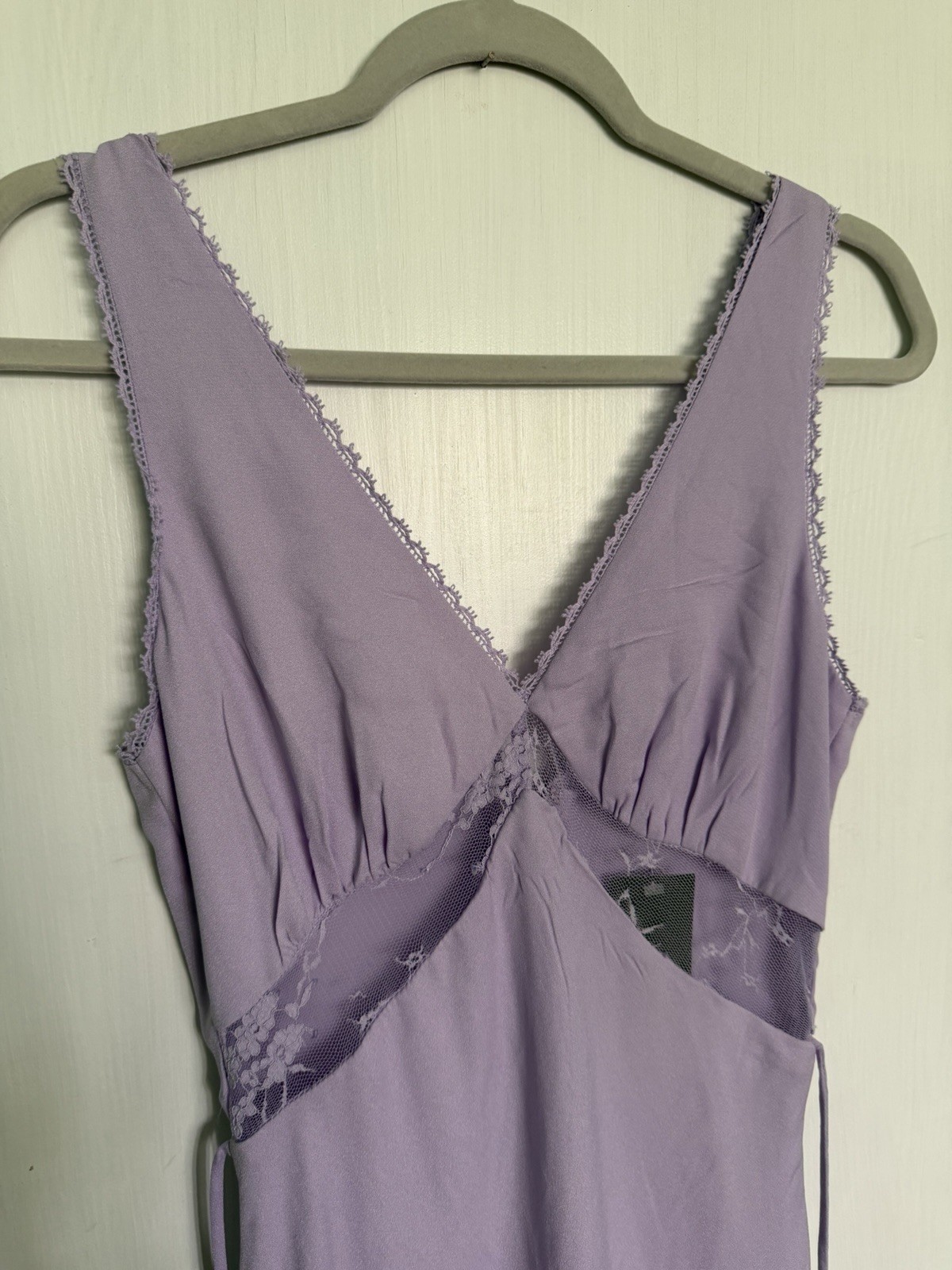 Wild Fable Women’s Lavender Solid Lace Trim Slip Midi Dress V-Neck Strappy XXS