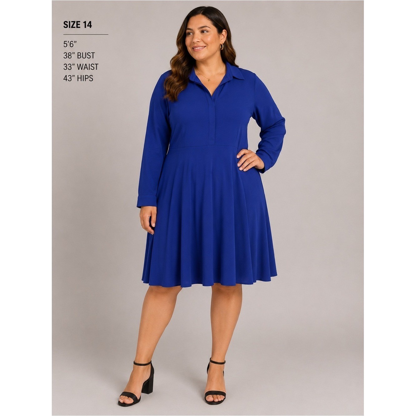 Eloquii Fit & Flare Dress in Royal Blue