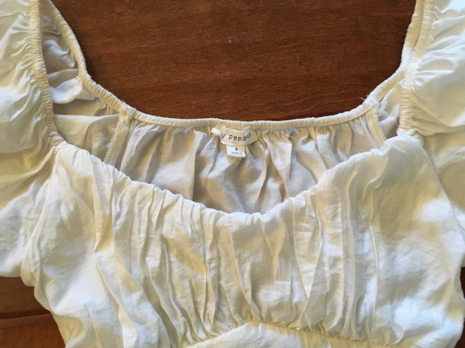 Blu Pepper Mini Dress Open Back Puff Sleeve White Dress Size S