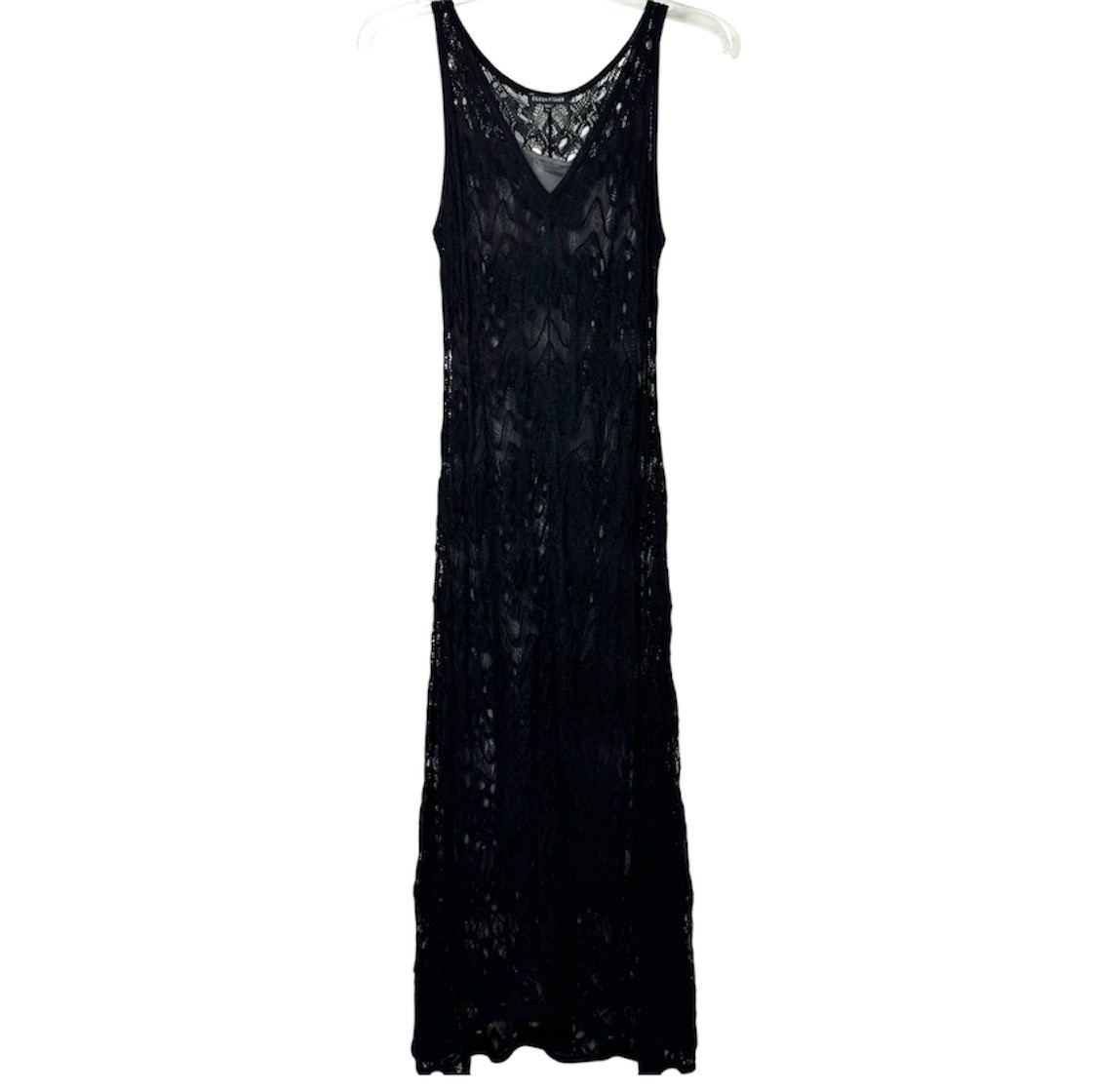 Eileen Fisher Crochet Midi Dress Overlay Silk Sz M Formal Special Event