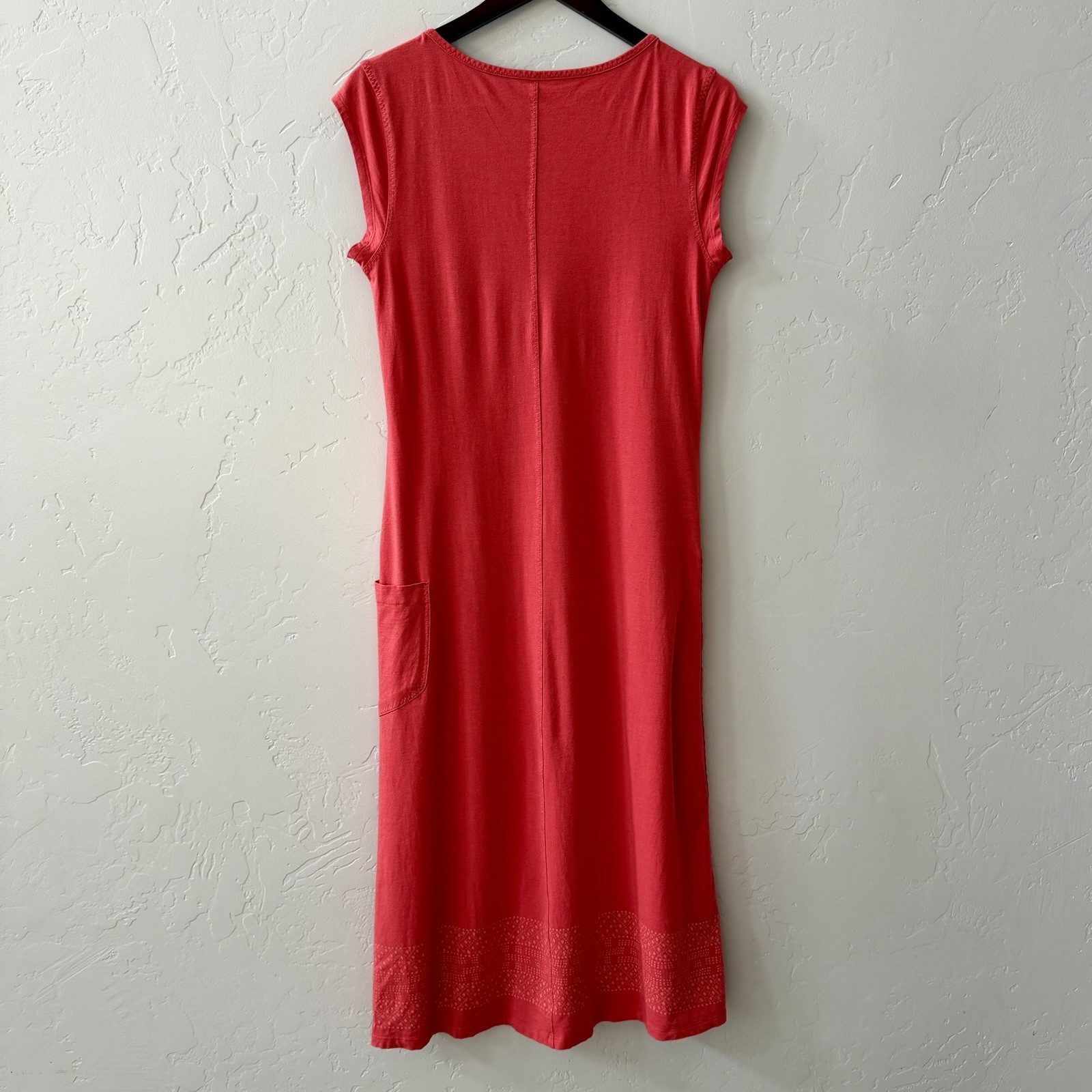 Toad & Co Muse Coral Midi Dress Womens Size M Organic Cotton Modal Ruched Casual