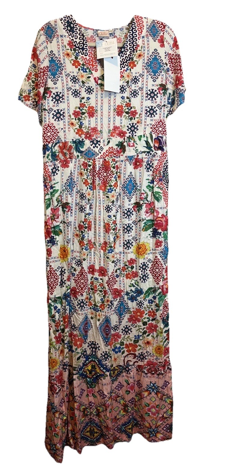 Cienna Maxi Dress Size SMALL Tiered Cross Stitch Vibe Lightweight Hippy Boho NEW