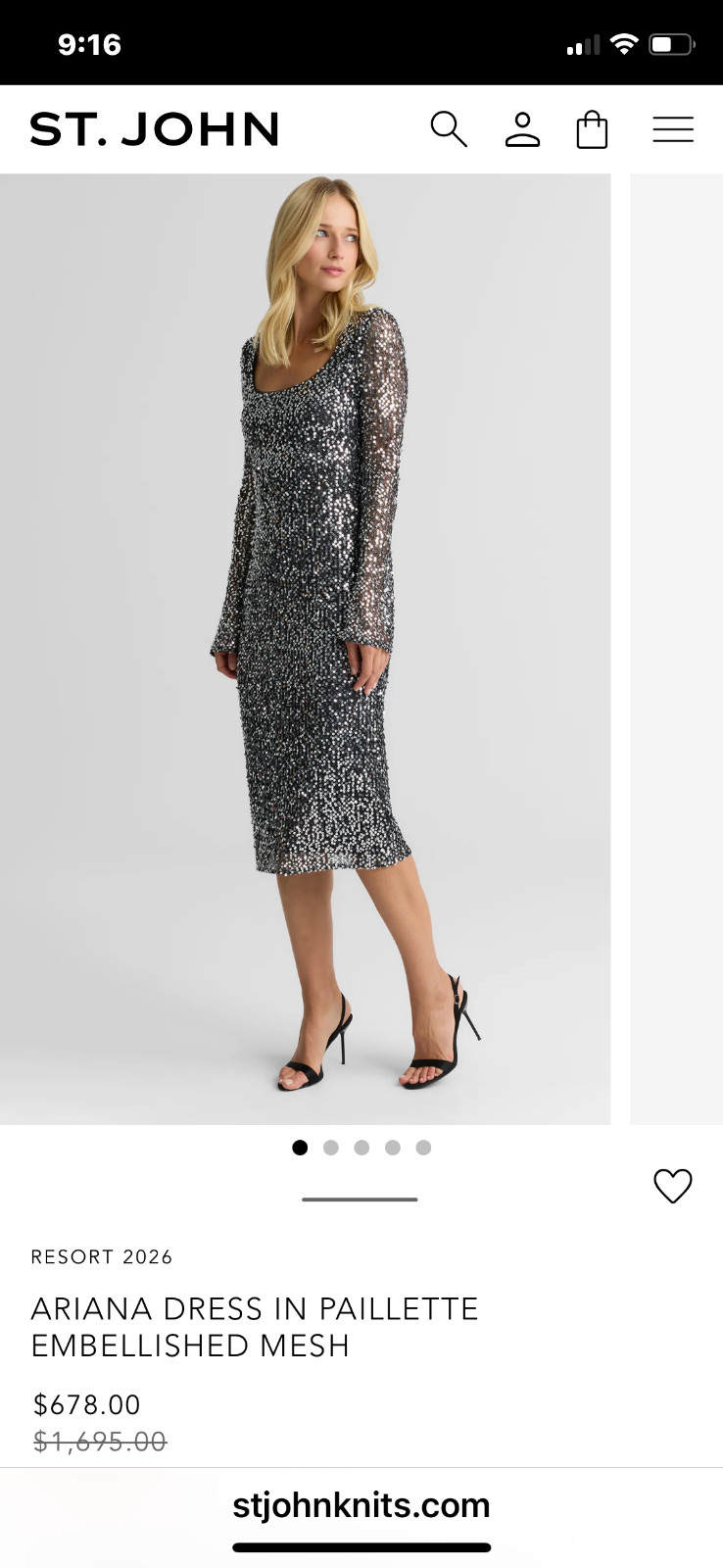 St. John Ariana Dress With Pailettes, Size 4