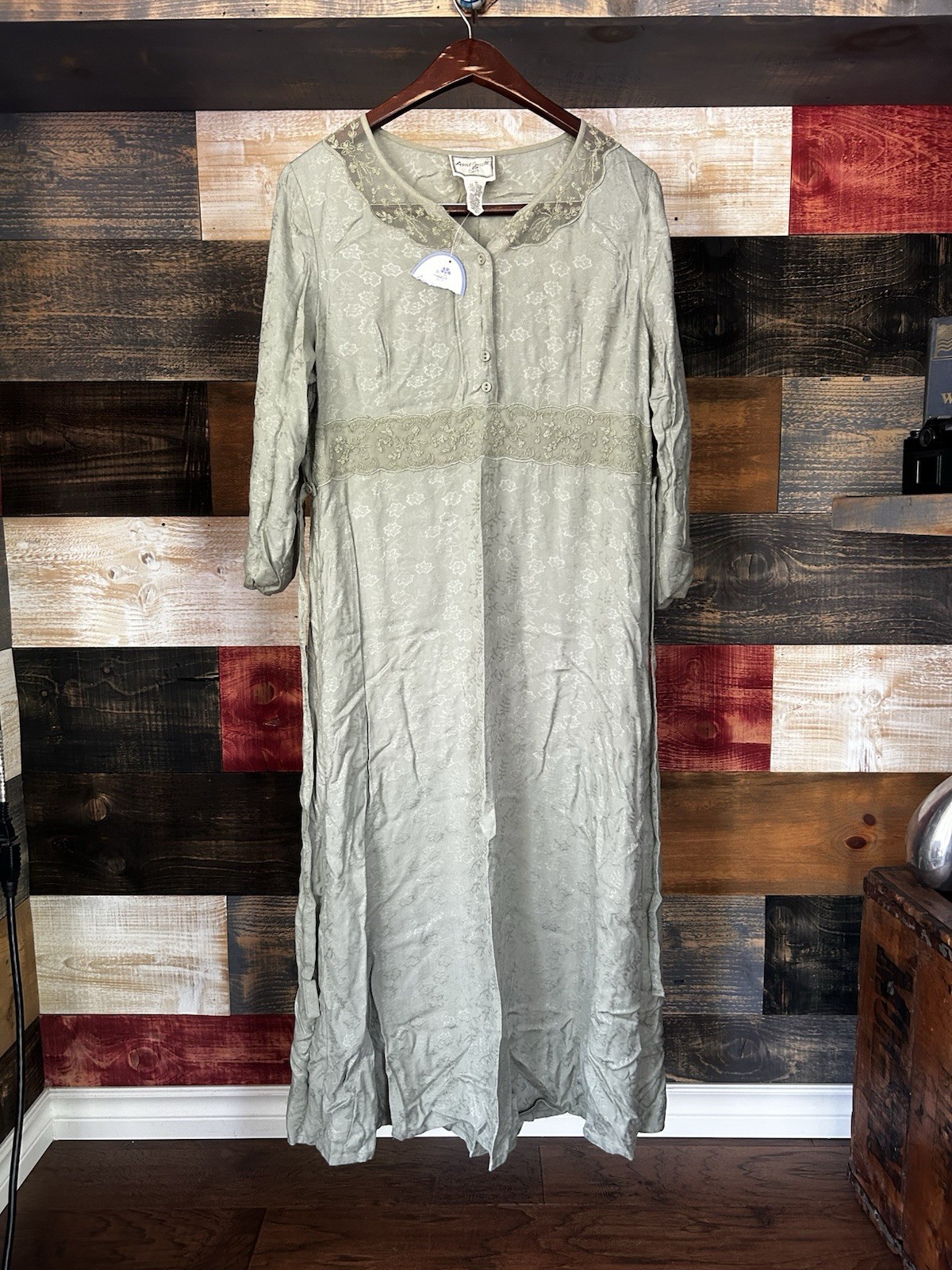 VTG NOS April Cornell Dress Rayon prarie Fern Dress Maxi Gown M