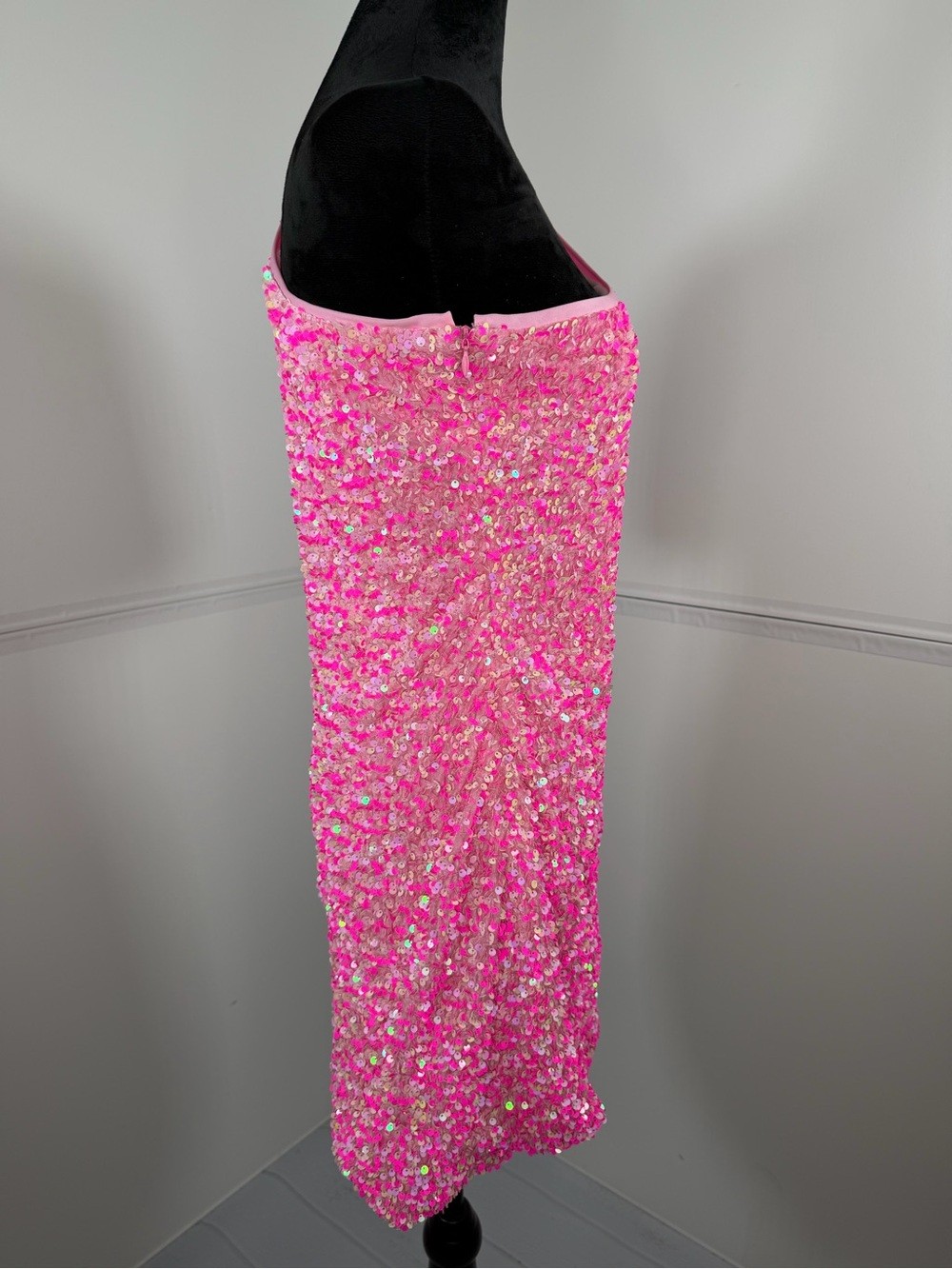 Lime Lush Hot Pink Sequin One Shoulder Mini Cocktail Dress Size Large