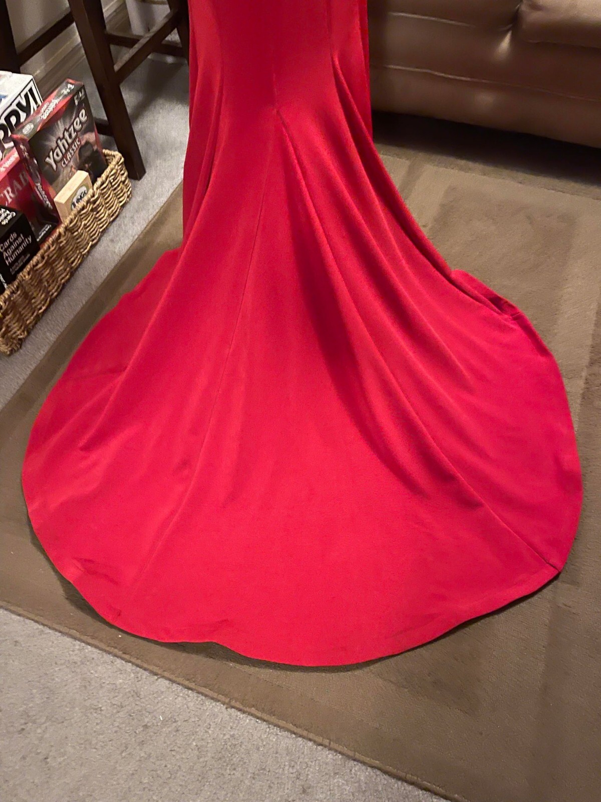 ABSOLUTELY STUNNING RED CUSTOM MADE TONY BOWLS EVENING GOWN