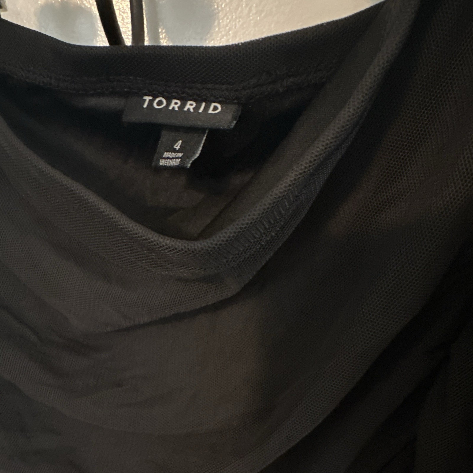 Torrid Black Plus Size 4 Bodycon Mesh Sheer Ruched Spaghetti Strap Dress