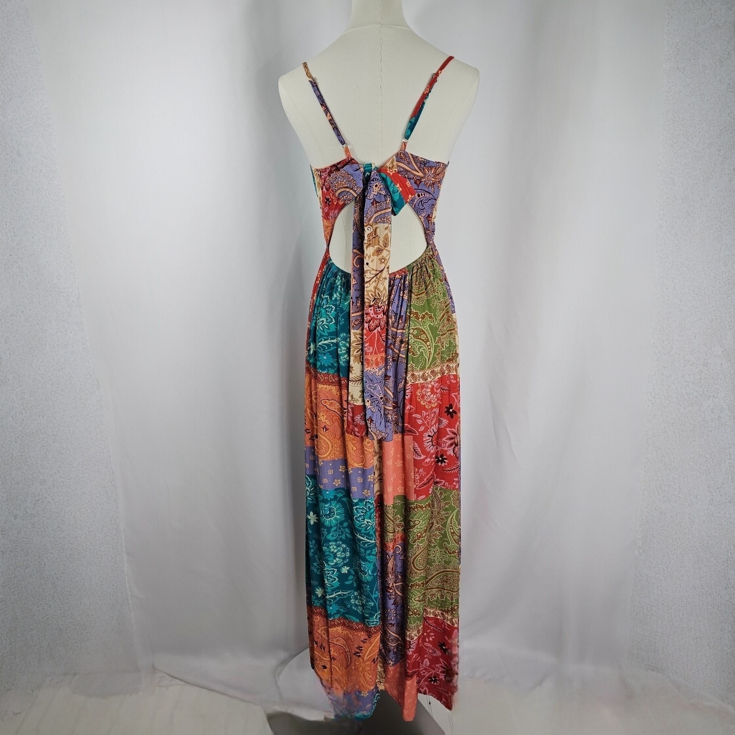 Cupshe Paisley Patchwork Sleeveless Front Slit Maxi Dress Women’s Size S NWT