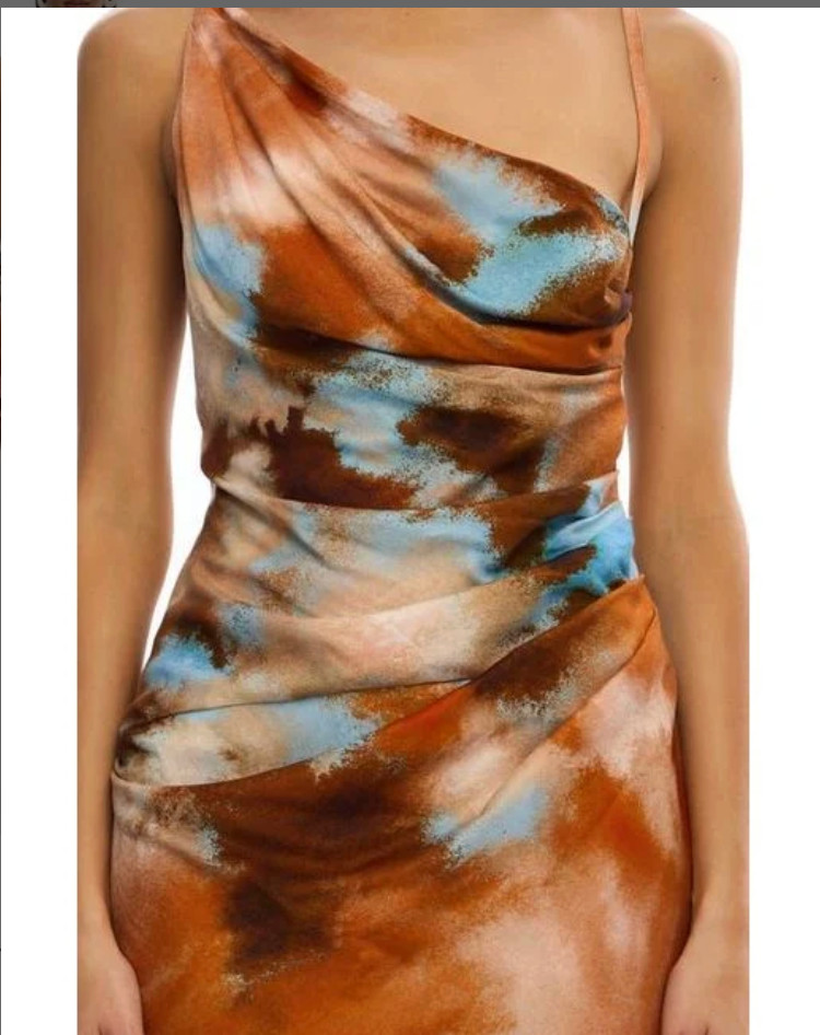 New Significant Other Rhode Abstract Asymmetric Gown Maxi Dress Open Back Sz 4