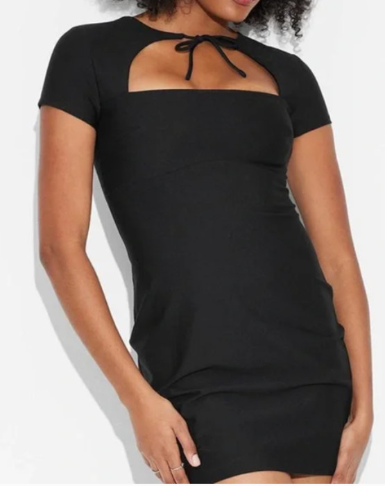 NEW Wild Fable Women’s Black Tie Cut Out Neck Short Sleeve Dress Size Small