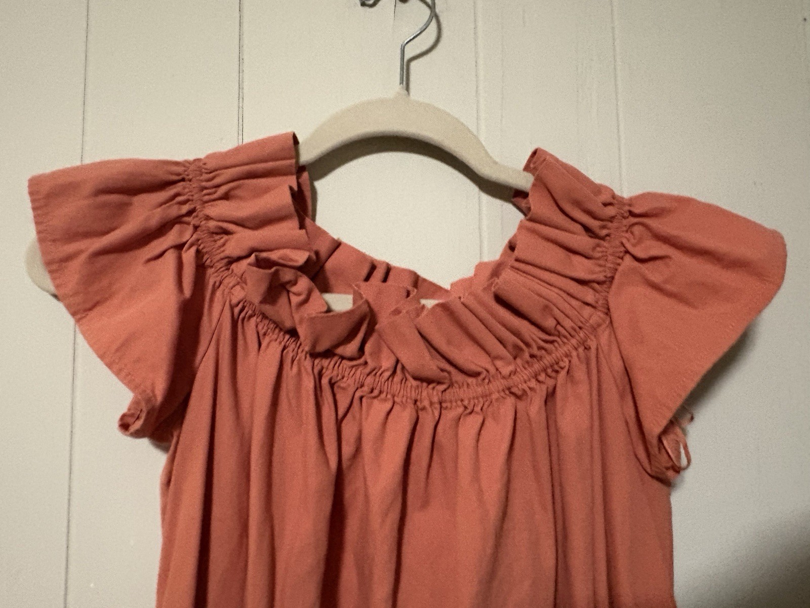 Free People Sophie Off-The-Shoulder Mini Dress Medium Cotton light coral Boho
