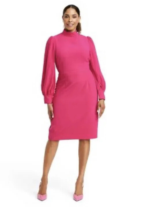 Sergio Hudson x Target Dress Size Medium Pink Vibes Balloon Sleeve Midi NWT