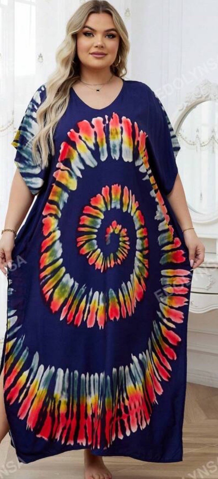 Tye Die Kaftan Beach House Dress One Size