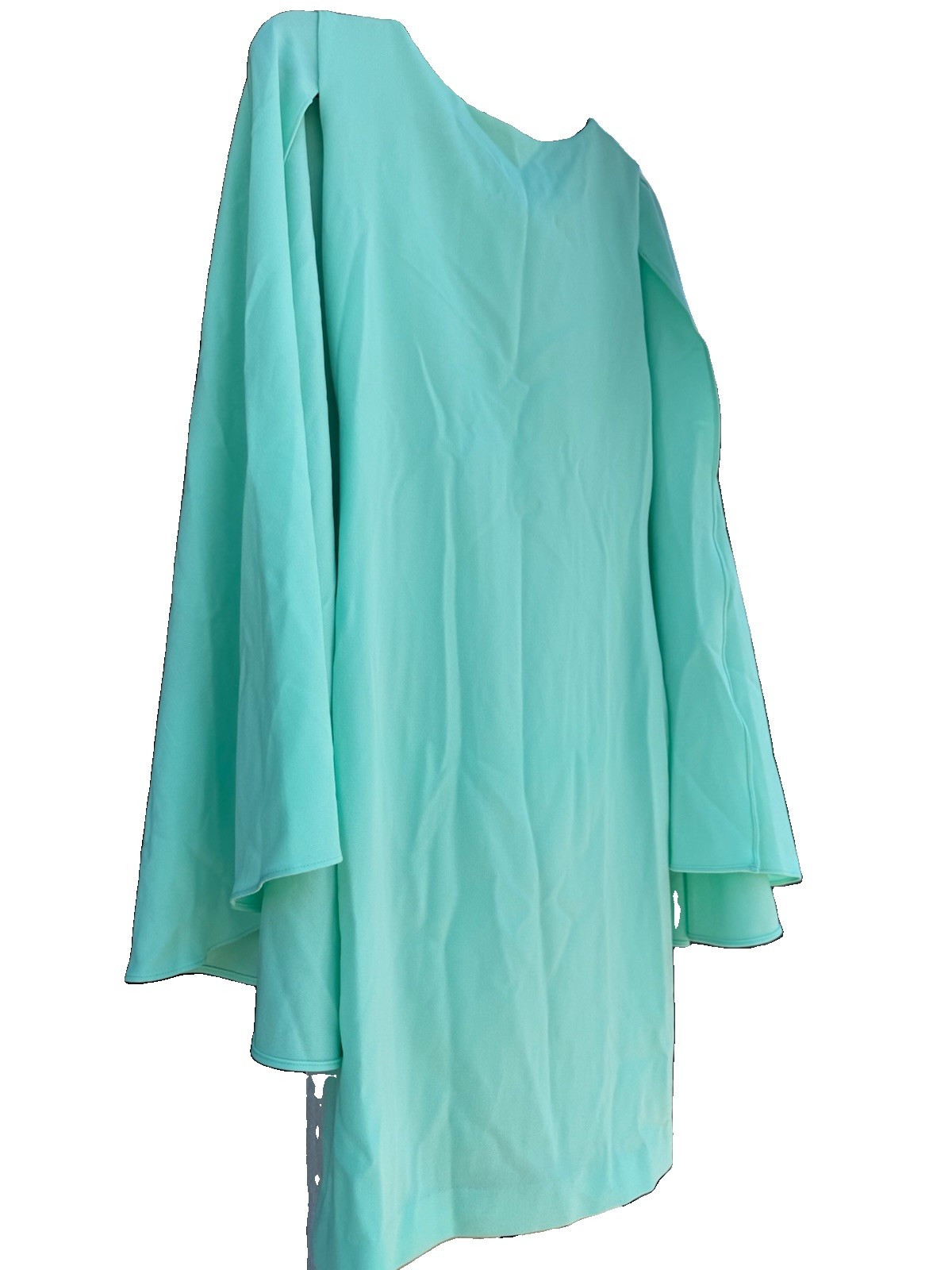 Marc Bouwer Unlimited XS Mint Green V-Neck Cape Sleeve Mini Dress Lined Zip
