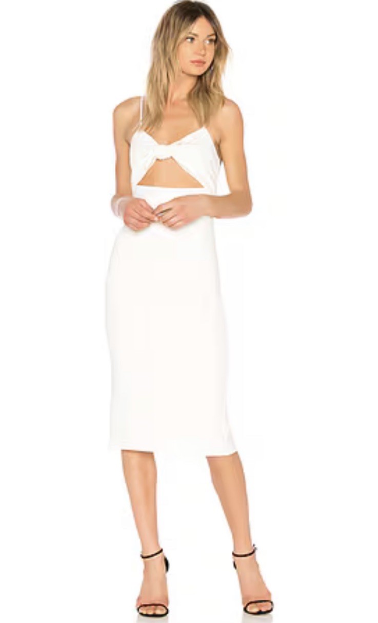 Privacy Please Hibiscus Cut Out Midi White Dress