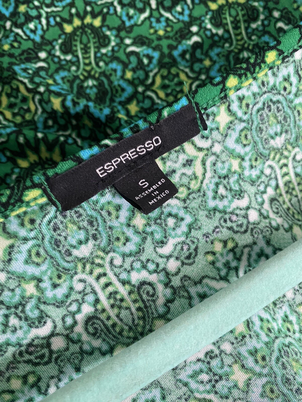Espresso A-line Shift Dress Floral Geometric Green Jewel Tone