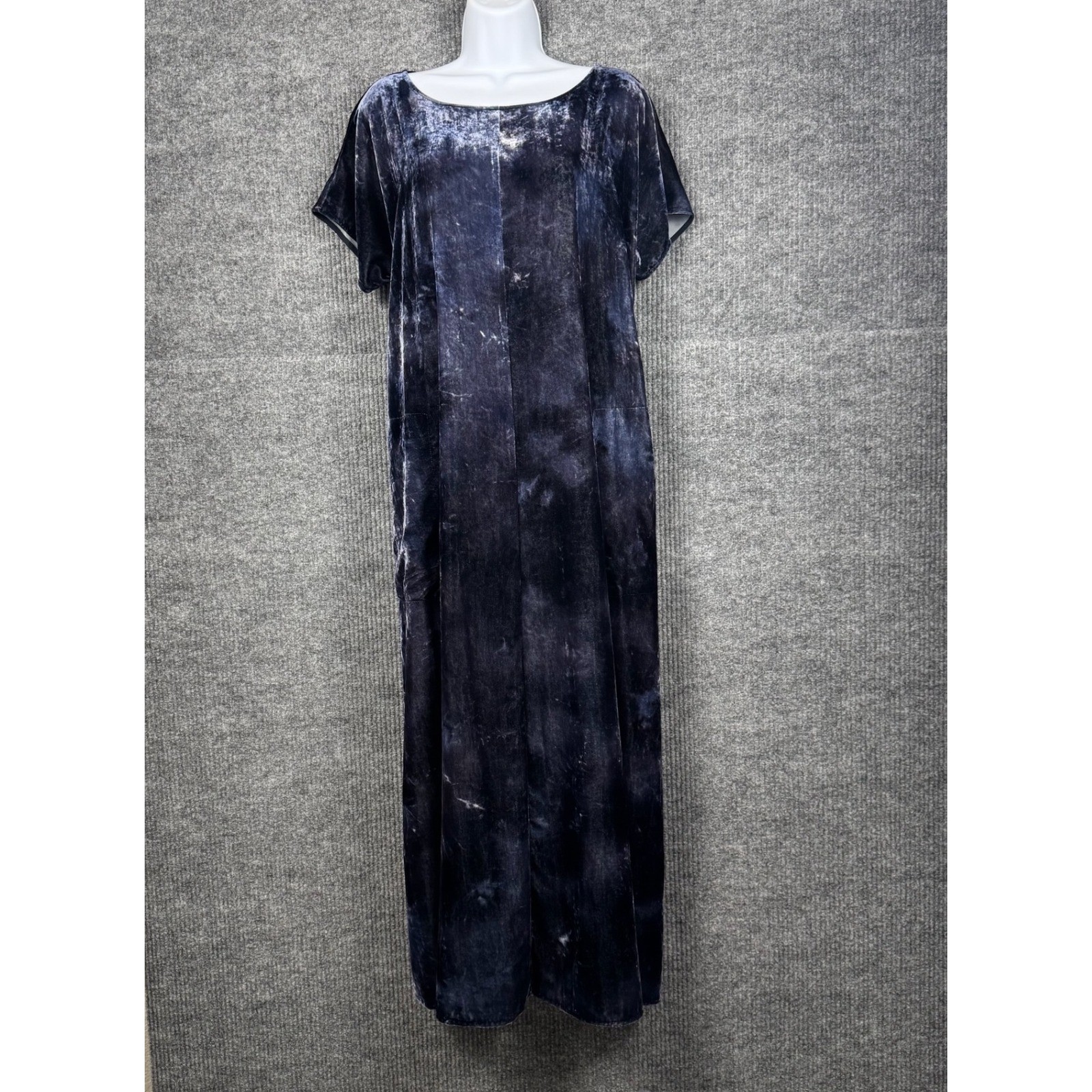 Pure Jill Dress Womens L Blue Crushed Velvet Tie Dye Pockets Witchy Whimsigoth