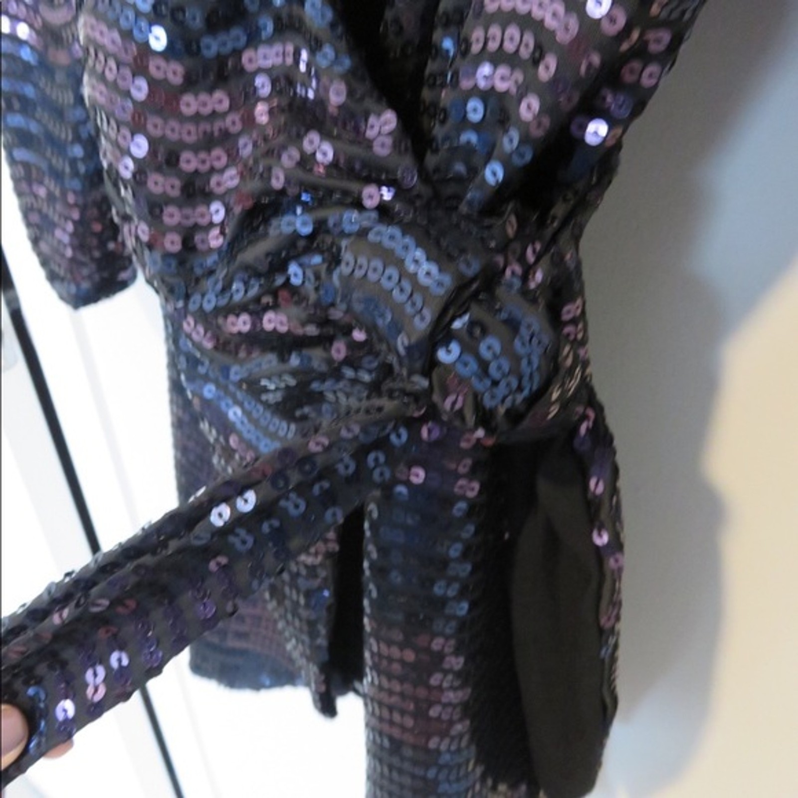 Reformation Dress Ivy Sequin Roxbury Long Sleeve Purple Blue Wrap Cocktail NWT