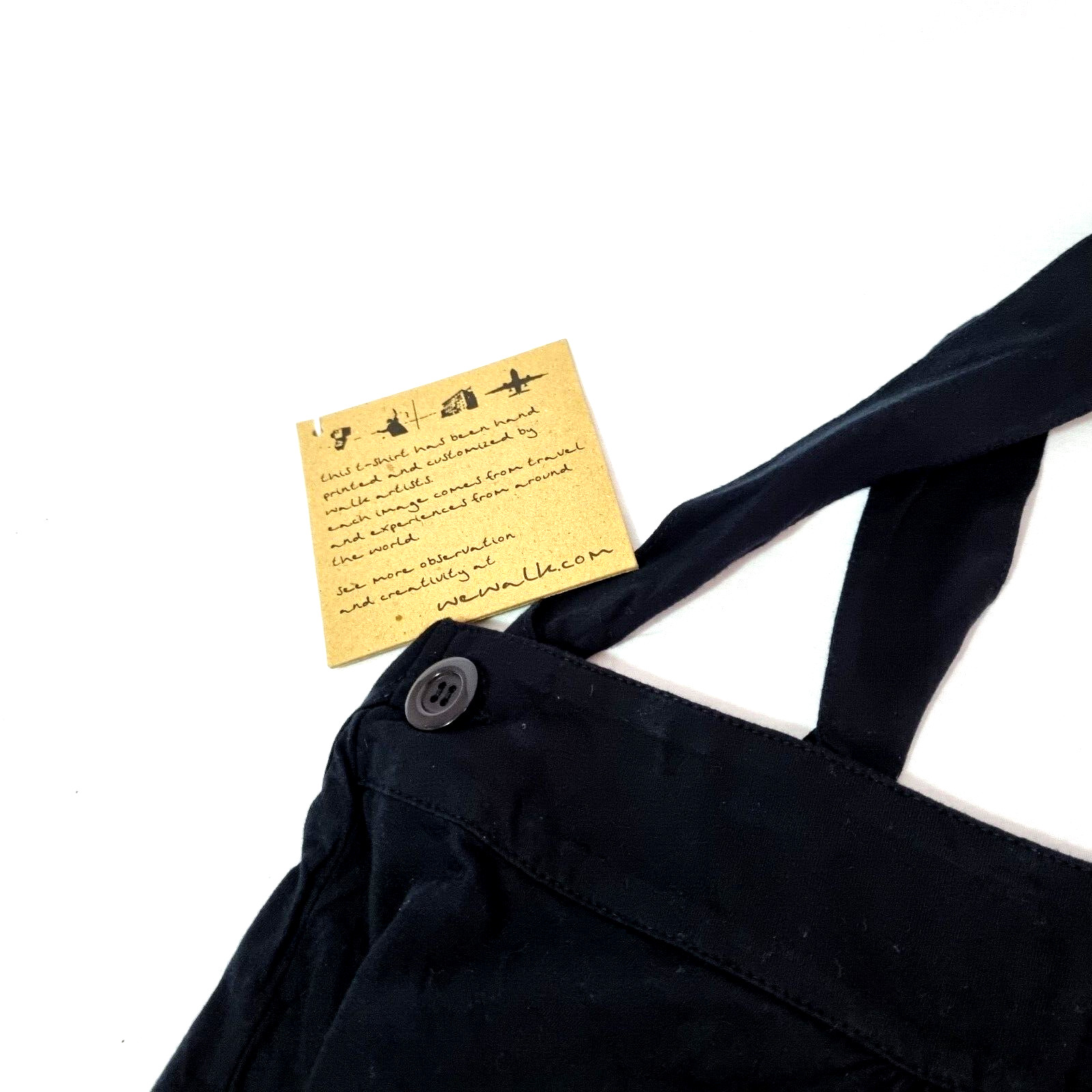 We Walk Women Dungaree Studio Waist Tie Size M Black White Hand Printed Art $59
