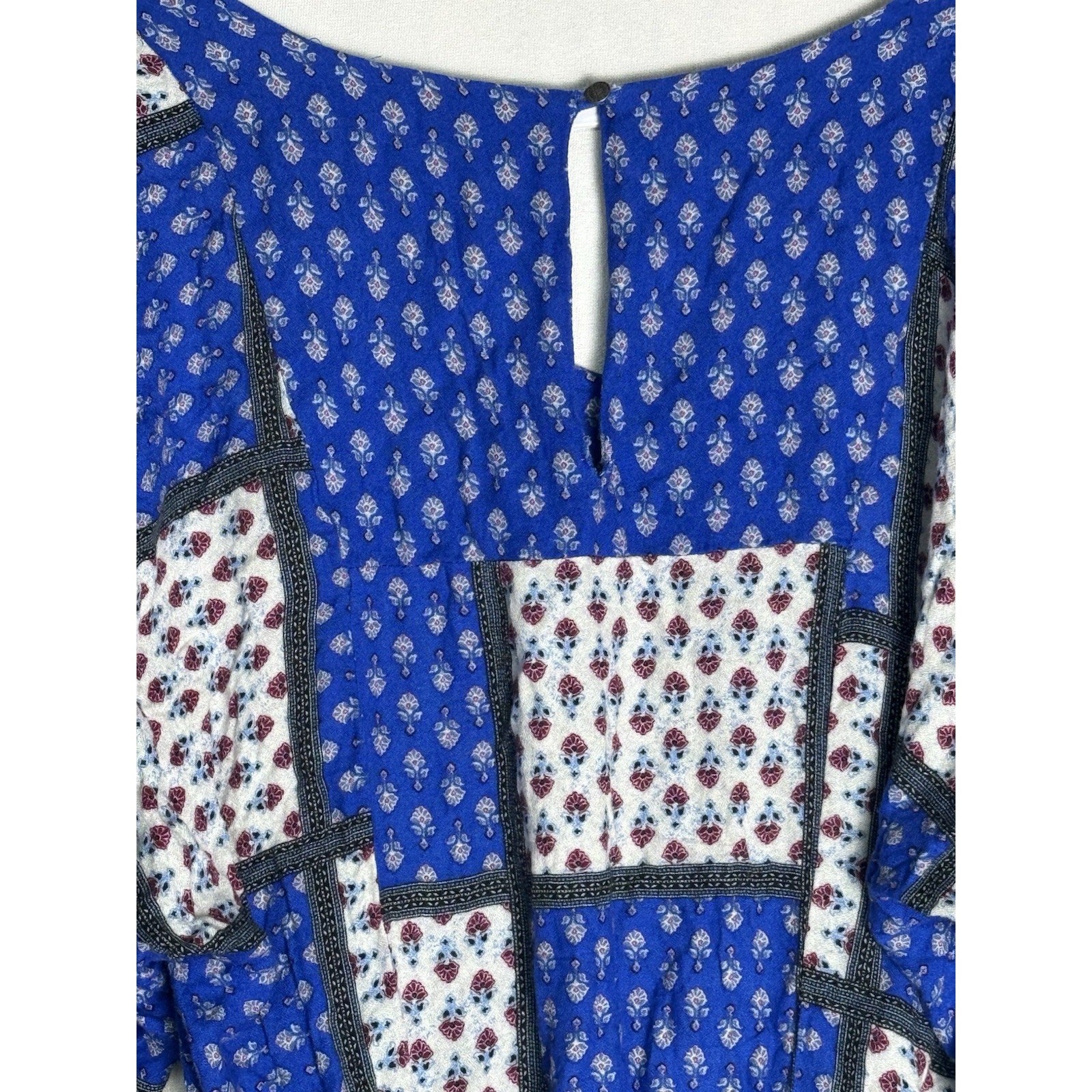 American Eagle Womens Boho Patchwork Mini Dress Kimono Sleeve Floral Flowy Sz S