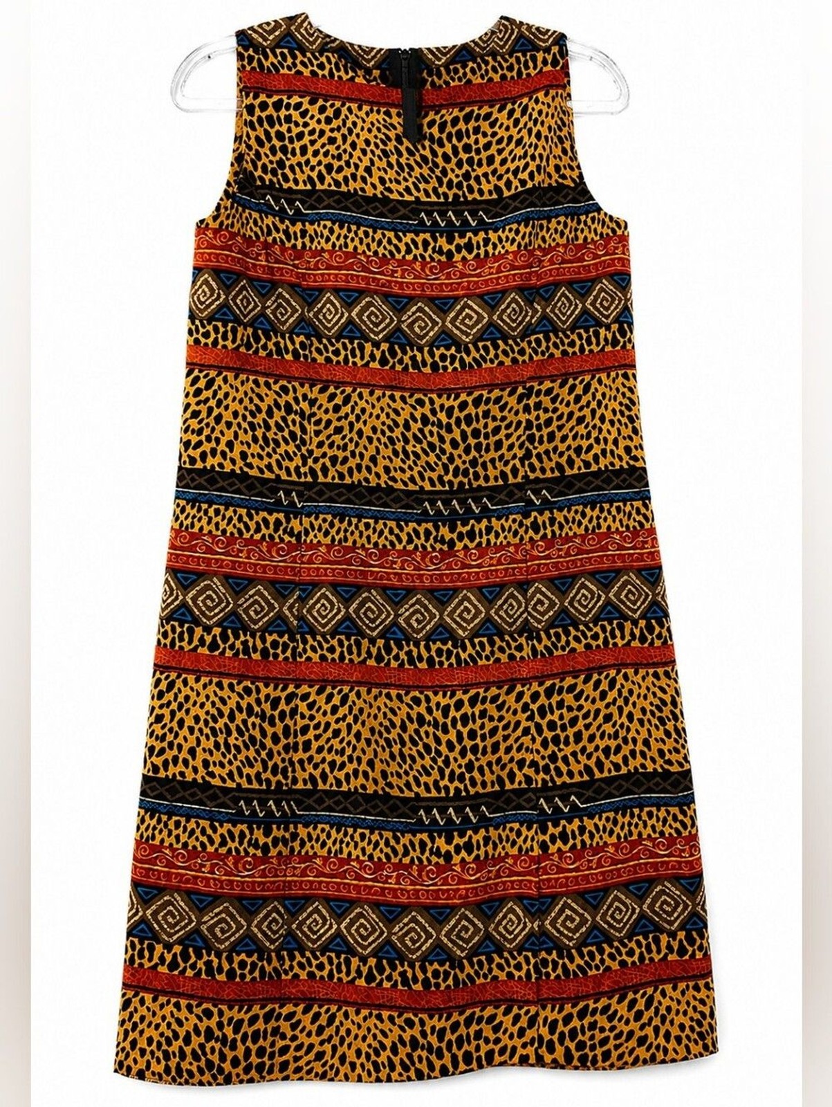 Vintage 90s Sag Harbor Tribal Geometric Animal Print Dress.