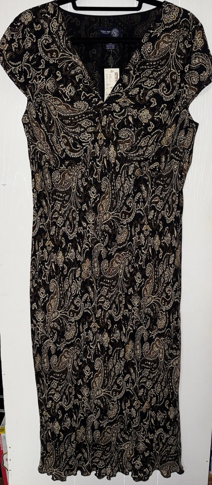 NEW! Womens Sz 14/16 Silk/polyester Blend Paisley Long (below knee) 1990s Dress