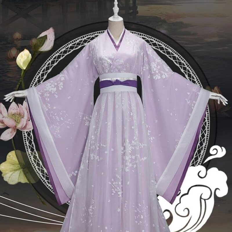 Traditional Dress Women Ancient Chinese Hanfu Female Cosplay Costume Purple