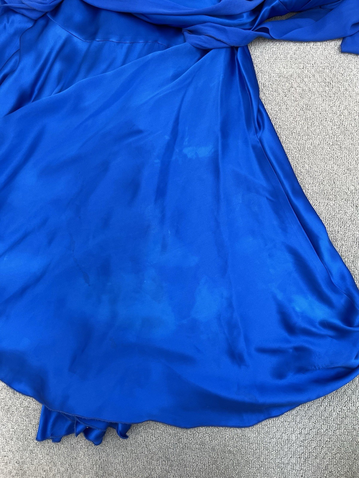 Cache Vintage Silk Maxi Gown In Blue Size 2
