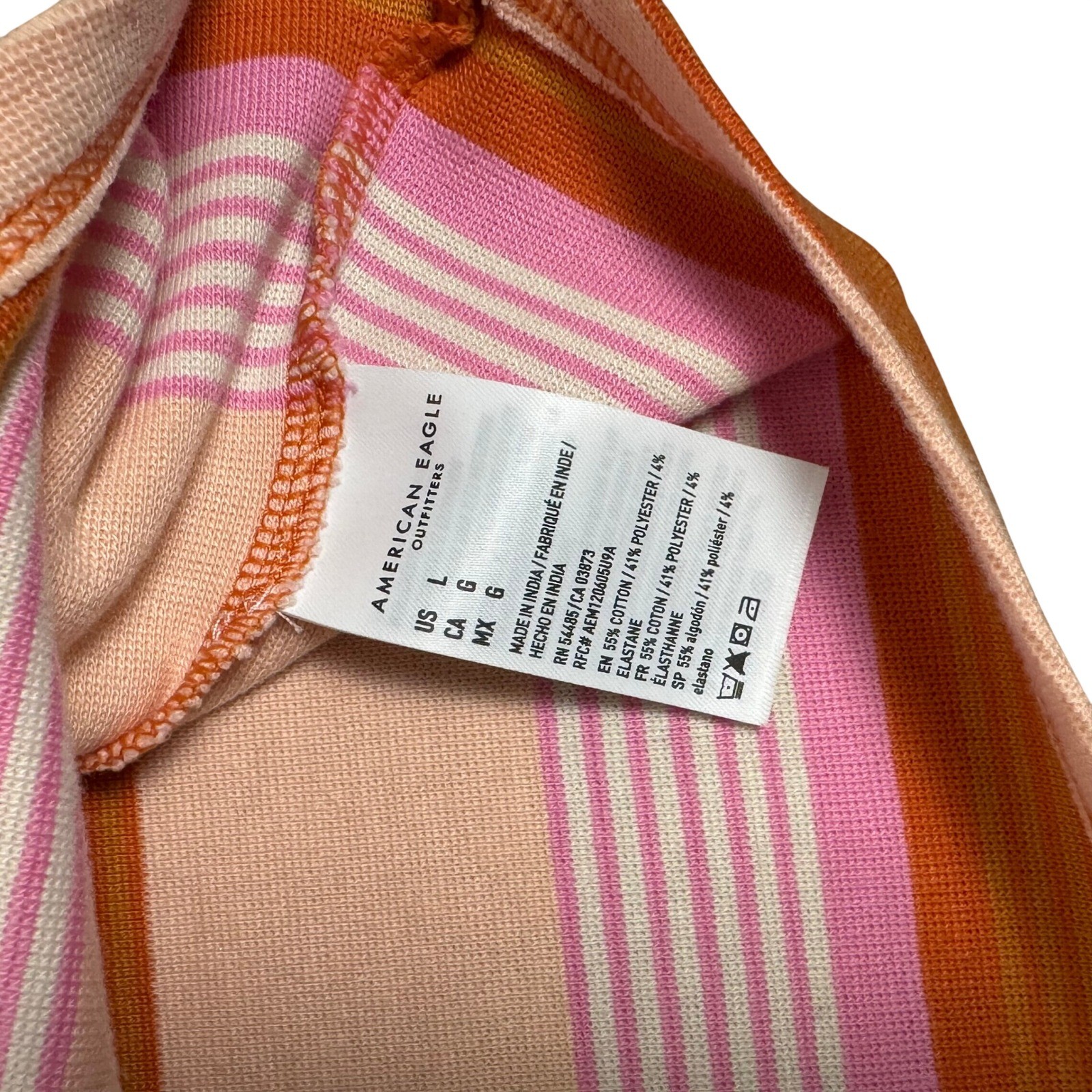 American Eagle Striped Camisole Mini Dress Womens Large Orange Pink Sleeveless