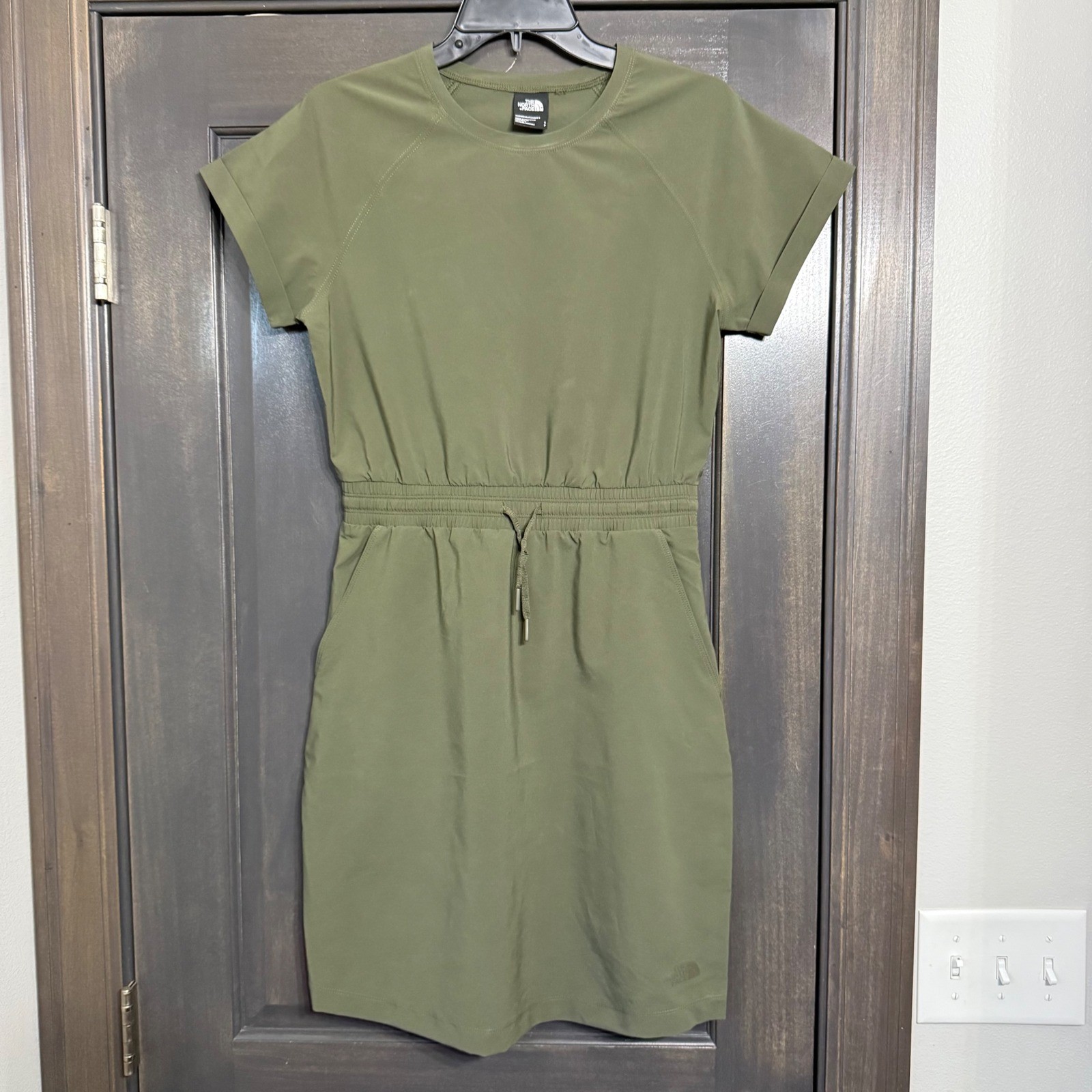 The North Face Never Stop Wearing Dress Womens Small Olive Green Short Sleeve S